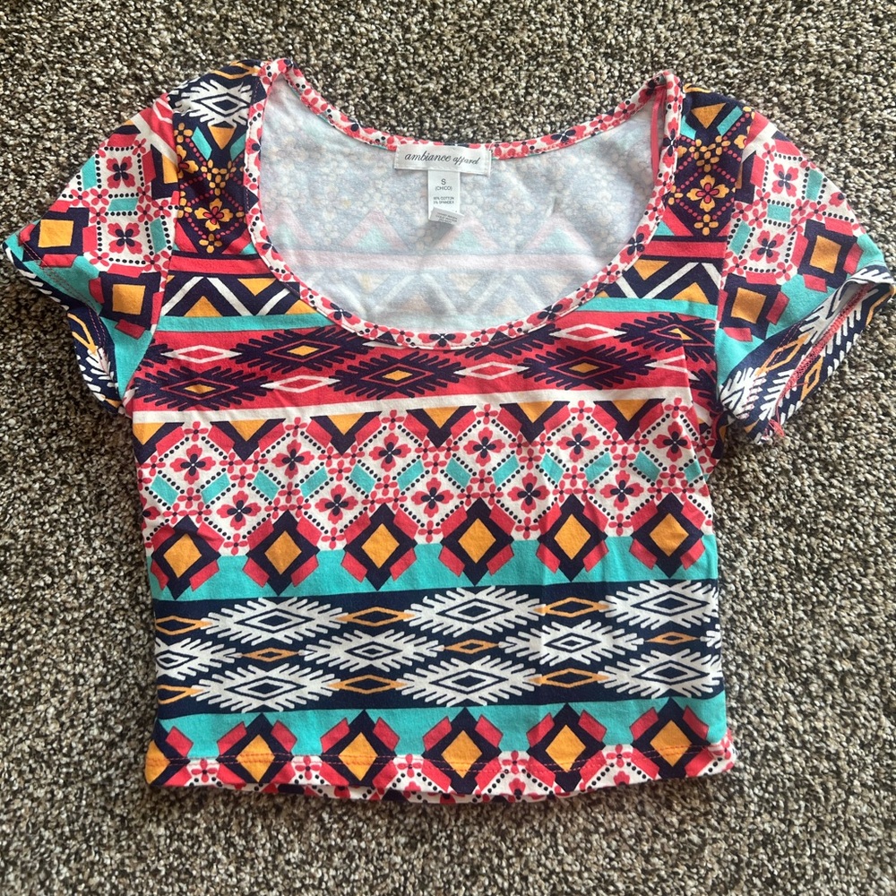 Colorful Geometric Print Women's Crop Top